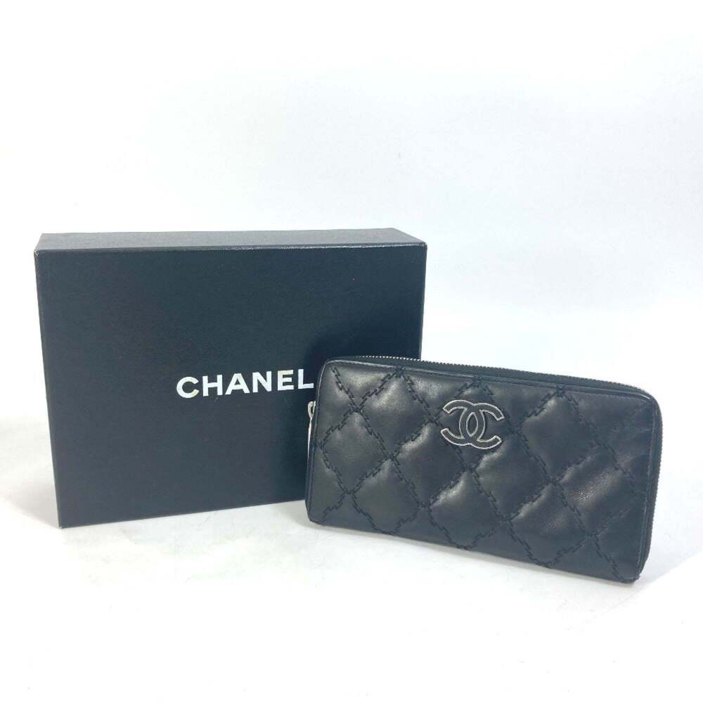 CHANEL Black Lambskin Leather Logo Wallet - Picture 16 of 16